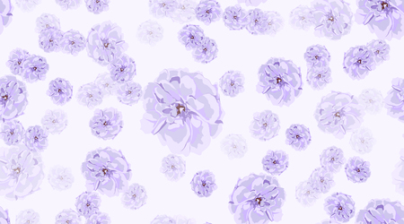 Vintage Floral Pattern, Pastel Spring Background. Watercolor Violet Roses. Rustic Vintage Floral Design. Wedding Print Template, Elegant Decoration. Seamless Illustration. Romantic Vintage Peony.のイラスト素材