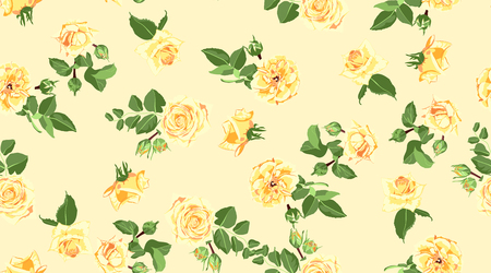 Flower Pattern, Seamless Rose Background. Watercolor Floral Vintage Print for Fabric, Wedding Textile. Seamless Flower Pattern in Pastel Color Design. Rustic Wedding Invitation. Retro Flowers Texture.のイラスト素材