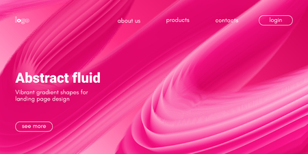 Plastic Pink Wave Background. Art Brush Paint, Abstract Fluid Design. Landing Page Trendy Flow Concept. 3d Wave Poster with Liquid Shape in Movement. Vector Gradient Futuristic Banner, Wave Wallpaper.のイラスト素材