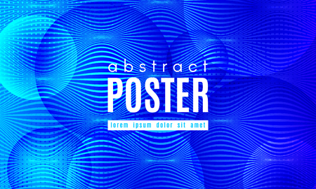 Blue Liquid Shapes. Abstract Poster with Distortion of Wave Stripes. Vector Gradient Background with Movement of Liquid. 3d and Light Effect. Minimal Template for Web Page. Blue Liquid Composition.のイラスト素材