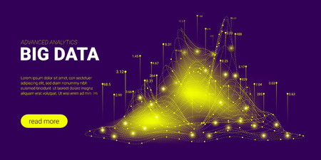 Big Data Stream Concept. Abstract Technology Background. Landing Page Template with Energy Stream and Glow Particles. 3d Presentation of Science Innovation. Data Stream Futuristic Visualization.のイラスト素材