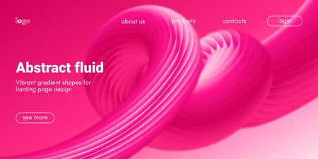 Plastic Pink Wave Background. Art Brush Paint, Abstract Fluid Design. Landing Page Trendy Flow Concept. 3d Wave Poster with Liquid Shape in Movement. Vector Gradient Futuristic Banner, Wave Wallpaper.のイラスト素材