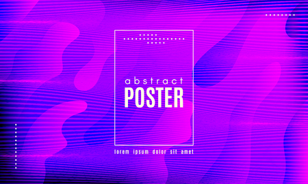 Wave Poster with Fluid Shapes. Gradient Abstract Background with Movement of Wave Liquid Forms. Linear Geometric Brochure in Trendy Ultraviolet Color. Purple Neon Concept with Abstract Waves.のイラスト素材