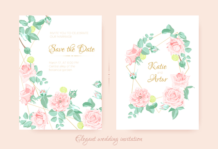 Wedding Flower, Vintage Rose for Invite Design. Floral Bouquet or Wreath in Watercolor Style. Elegant Classic Flower Border with Leaf for Wedding Card. Decorative Botanical Frame, Flower Illustration.のイラスト素材