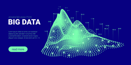Abstract Technology Background. Big Data Stream Visualization. Landing Page with Cryptography Design. 3d Technology Poster for Science Innovation Presentation. Quantum Computing Technology Concept.のイラスト素材