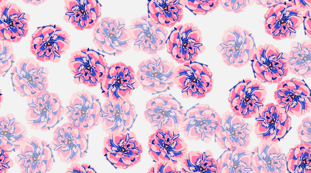 Roses Pattern, Watercolor Flowers, Vintage Rustic Background. Decorative Elements for Wedding Card Invitation. Spring Peony, Seamless Floral Pattern. Elegant Feminine Print for Fabric. Retro Pattern.のイラスト素材