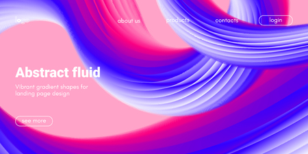 Abstract Background, Landing Page Template. Colorful Fluid Shape with Movement. Abstract Wave Poster, Futuristic Banner. 3d Liquid Background or Wallpaper. Vector Gradient Abstract Brochure Design.のイラスト素材