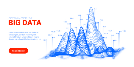 Artificial Intelligence, Big Data Analysis Visualization. Landing Page Template with Quantum Cryptography Concept. Business Presentation of Artificial Intelligence. Blockchain Virtual Visualization.のイラスト素材