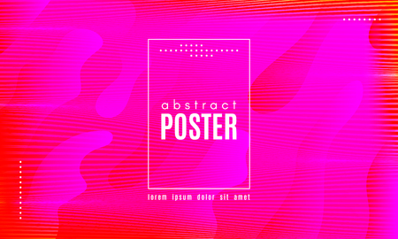 Abstract Background with Gradient Fluid Shapes. Movement of Neon Liquid. Wave Distorted Abstract Stripes. Trendy Linear Banner for Landing Page. Abstract Background with Vibrant Gradient and Red Wavesのイラスト素材