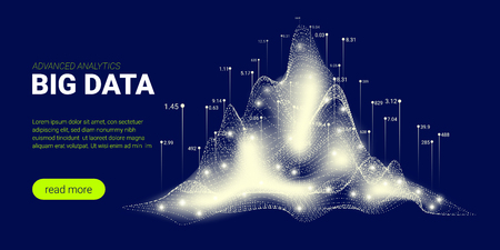 Abstract Tech Concept, Big Data Stream. Artificial Intelligence, Quantum Computing Illustration. Tech Background for Glow Landing Page. Visualization of Science Innovation, Digital Technology Design.のイラスト素材