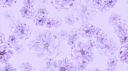 Vintage Floral Pattern, Pastel Spring Background. Watercolor Violet Roses. Rustic Vintage Floral Design. Wedding Print Template, Elegant Decoration. Seamless Illustration. Romantic Vintage Peony.のイラスト素材