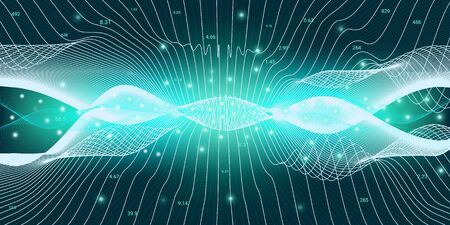 Wave Big Data Trade. Statistic Abstract Background. Green Computer Digital Technology. Blue Wave...
