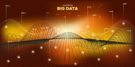 Vector Big Data. Statistic Background. Big Data Illustration. Black Digital Binary Wave. Future Matrix Visualization. 3d Wave Abstract. Statistic Background. Vector Big Data.のイラスト素材