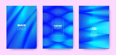 3d Lines Design. Wave Fluid Cover. Blue Modern Background. Gradient Distorted Texture. Gradient 3d Lines Shape. Wave Flow Banner. Blue Dynamic Wallpaper. Neon 3d Lines Geometric Texture.のイラスト素材