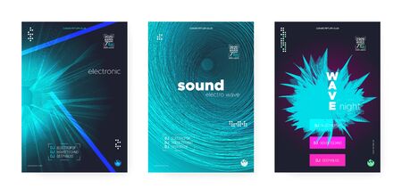 Trendy Electro Music. Electronic Motion Background. Futuristic Dj Party. Wave Lines. Futuristic Music Design. Trance Electronic Motion Background. Dj Flyer. Wave Lines. Music Abstract.のイラスト素材