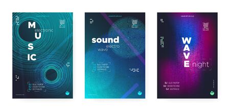 Trance Music Concept. Electronic Festival Background. Futuristic Dj Party. Wave Event. Vibrant Music Poster. Glitch Electronic Motion Background. Dj Flyer. Wave Fluid. Music Abstract.のイラスト素材