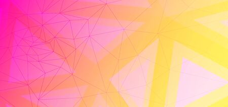 Minimal Triangular Background. Trendy Polygon Pattern. Futuristic Vector Presentation. Pink Graphic Geometry. Triangles Wallpaper. Yellow Polygon Poster. Geometric Shapes. Modern Polygon Layout.のイラスト素材
