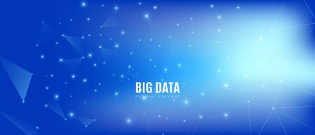 Big Data Security. Technology Vector. Blue Communication Background. Magic Geometric Texture. Cosmic Technology Design. Big Data Business. Gradient 3d Futuristic Banner. Big Data Concept.のイラスト素材
