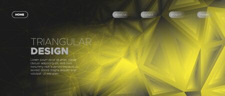 Abstract Triangles Background. Black Geometric Banner. Light Vector Web Site. Gradient Texture. Gold...
