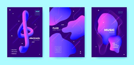 Trance Music Poster. Abstract Gradient Shape. Night Club Flyer. Neon Flow Shape. Blue House Music Poster. Purple Abstract Gradient Blend. Night 3d Banner. Dj Party. Dance Music Poster.のイラスト素材