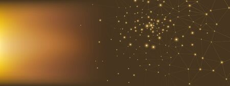 Gold Technology Connection. Data Motion. High Grid Network. Glow Polygonal Background. Light Technology Elements. Data Tech. Golden Depth Background. High Triangular Network. Technology Business.のイラスト素材