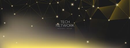 Technology Future. Big Data Server. Bright Triangular Banner. Gray Futuristic Wallpaper. Technology...