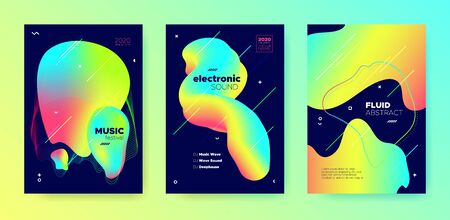 Neon Music Banner. Gradient Pattern. Electronic Techno Concert. Multicolor Abstract Movement. Trendy...