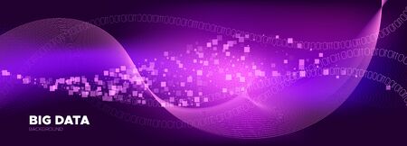Particle Future. Purple Big Data Analysis. Neon Tech Banner. Binary Number Background. Particle Motion. Light Big Data Stream. Tech Poster. Glow Binary Matrix Background. Digital Particles.のイラスト素材
