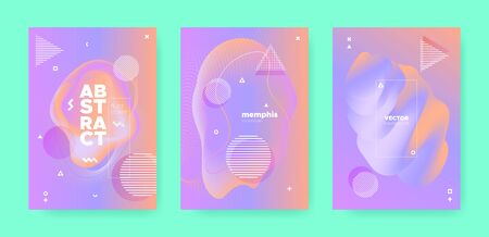 Modern Abstract Geometric Elements. Contemporary Style. Orange Fluid Gradient Shapes. Hipster Pastel...