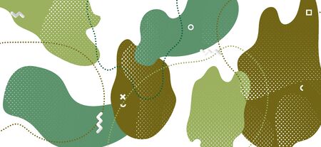 Minimal Camouflage Illustration. Fashion Green Wave Poster. Trendy Army Military Collage. Creative...