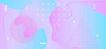 Memphis Pastel Banner. Geometric Liquid Design. Blue Cool Layout. Gradient Graphic Ornament. Abstract Pastel Poster. Hipster Funky Concept. Pink Summer Texture. Memphis Pastel Pattern. のイラスト素材