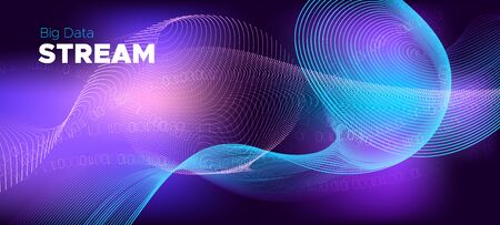 Data Numbers. Glow Information Technology. Bright Blue Particle Background. Matrix Vector. Data...