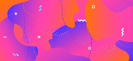 Pink Fluid Shapes. Gradient Liquid Illustration. Abstract Memphis Ornament. Blue Vector Texture....