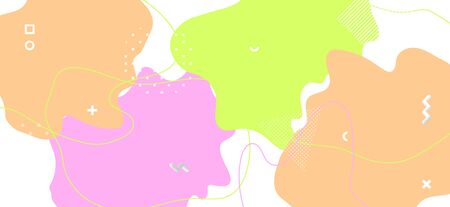 Pastel Geometric Illustration. Graphic Fluid Design. Fashion Memphis Ornament. Colorful Funny...