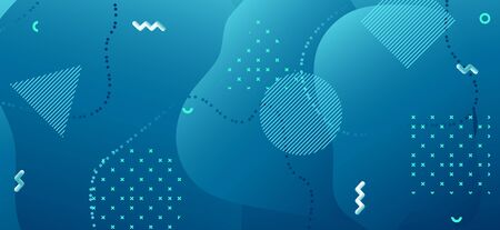 Blue Fluid Banner. Business Liquid Presentation. Abstract Geometric Template. Gradient Graphic...
