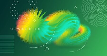 Colorful Fluid Background. Flow Dynamic Movement. Gradient Pattern. Vector Trendy Fluid Background. Creative 3d Cover. Vibrant Design. Liquid Modern Template. Wave Graphic Fluid Background.のイラスト素材