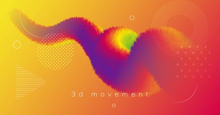 Fluid Dynamics. 3d Poster. Abstract Pattern. Colorful Futuristic Shape. Vibrant Movement. Fluid Dynamics. Bright Graphic Cover. Flow Geometric Template. Gradient Motion. Neon Fluid Dynamics.のイラスト素材