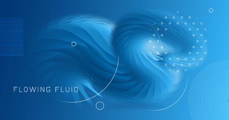3d Wave Shapes. Flow Banner. Blue Dynamic Background. Color Futuristic Poster. Vibrant Movement. 3d Wave Shapes. Digital Graphic Flyer. Liquid Creative Template. Fluid Music 3d Wave Shapes.のイラスト素材