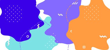 Purple Memphis Cover. Summer Abstract Presentation. Futuristic Wave Backdrop. Blue Cool Element. Memphis Banner. Fashion Abstract Illustration. Multicolor Modern Memphis Shapes.のイラスト素材