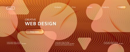 Vector Fluid Flow. Orange Gradient Movement. 3d Abstract Shapes. Minimal Brochure. Yellow Fluid Flow. Vivid Modern Stripes. Abstract Template. Digital Texture. Dynamic Fluid Flow.のイラスト素材