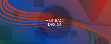 Flow Geometric Abstract. Vivid Dynamic Lines Background. Red Digital Banner. Graphic Gradient Template. Fluid Elements. 3d Vector Landing Page. Futuristic Geometric Abstract. Curve Line.のイラスト素材