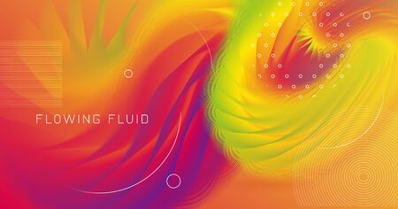 Fluid Dynamics. 3d Cover. Abstract Background. Colorful Futuristic Shape. Gradient Movement. Fluid Dynamics. Bright Vibrant Banner. Flow Creative Pattern. Graphic Motion. Wave Fluid Dynamics.のイラスト素材