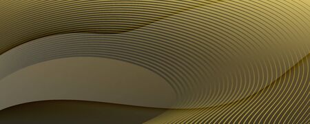 Abstract Vector Curve. Gold Dynamic Background. 3d Flow Lines. Technology Brochure. Golden Abstract...