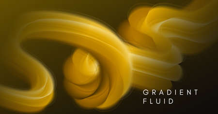 Fluid Poster Cover. Gold Music Flyer. Vector Futuristic Concept. Wave Dynamic Motion. 3d Fluid...