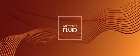 Vector Fluid Flow. Yellow Gradient Movement. 3d Abstract Shape. Business Texture. Orange Fluid Flow. Color Modern Liquid. Abstract Template. Technology Brochure. Futuristic Fluid Flow.のイラスト素材