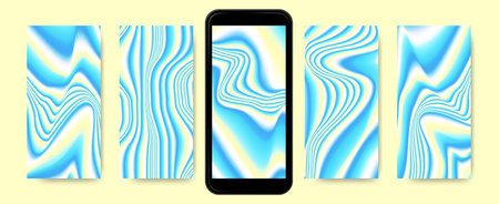 Mesh holographic backgrounds, abstract fluid wallpapers for mobile screen.のイラスト素材
