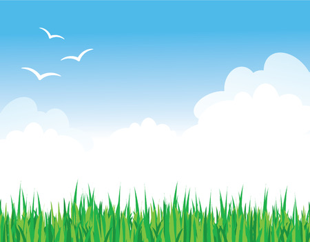 Green Grass Against a Blue Skyのイラスト素材