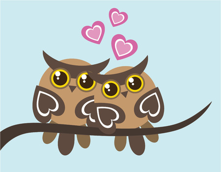 Two Owls in Loveのイラスト素材