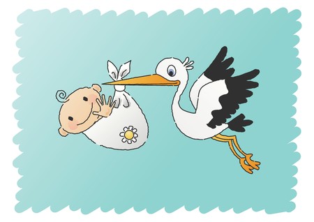 Stork Delivering Baby Boy のイラスト素材