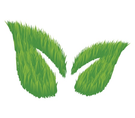 Illustration of leaves made of green grass.  Illustrates an eco friendly concept.のイラスト素材